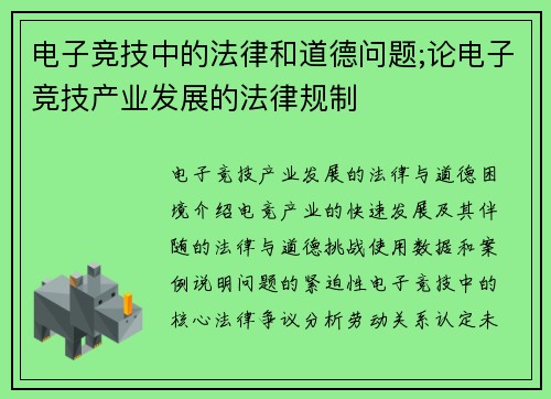 电子竞技中的法律和道德问题;论电子竞技产业发展的法律规制